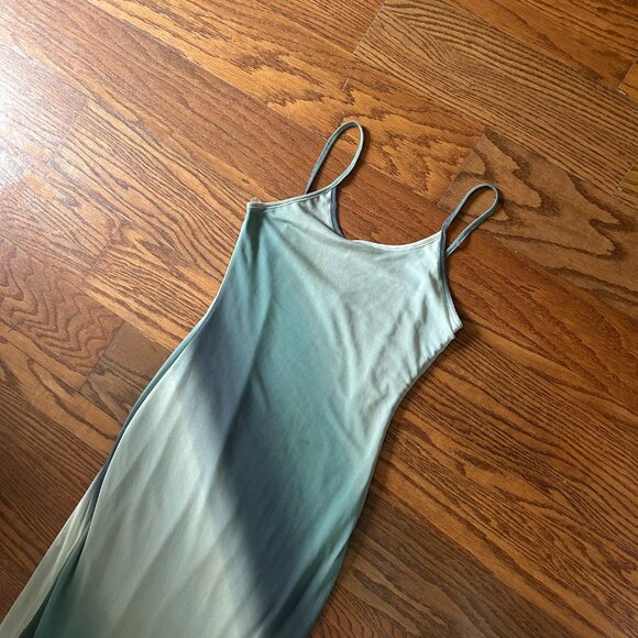 See You Monday Maxi Mesh Lined Bodycon Blue Green Dress Size Small Worn one time - Picture 6 of 12